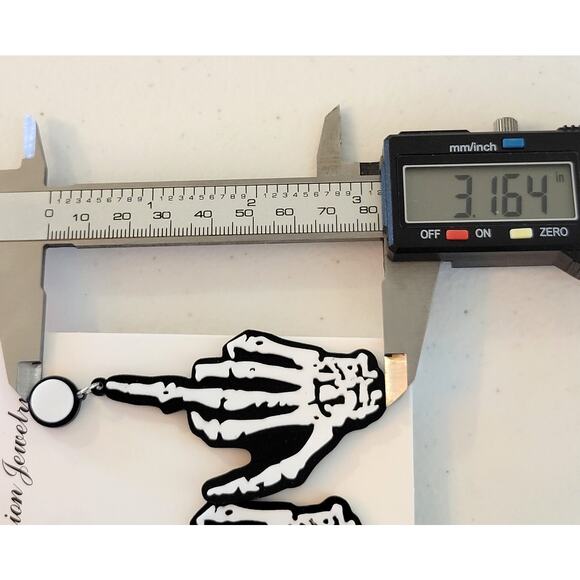 Skeleton Hand Earring Middle Finger Drop Statement Jewelry Punk Goth 3" NWT Edgy - Picture 2 of 7